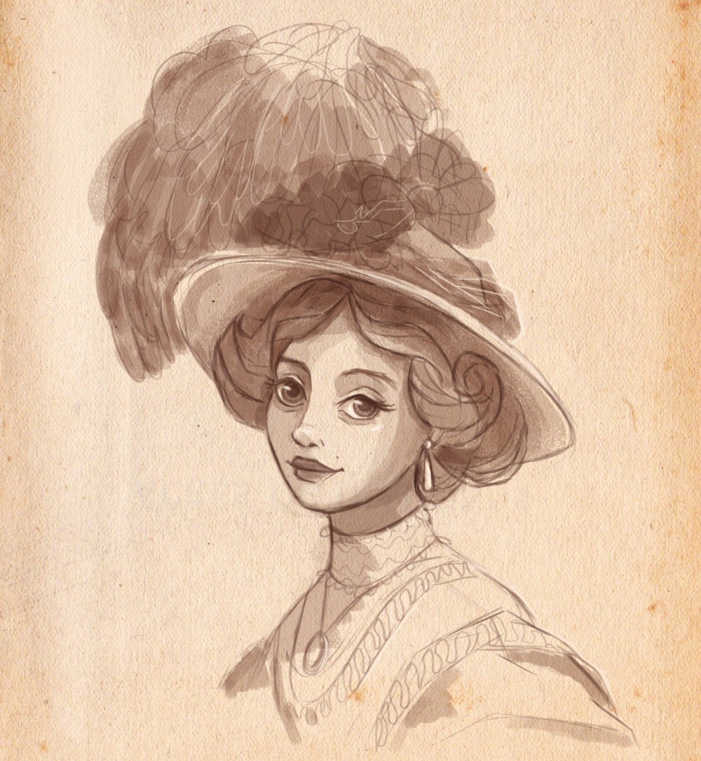 schets old fashioned lady